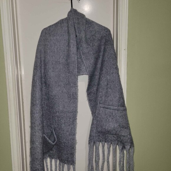 Accessories - Super Soft Grey Wool Winter Shrug with Fringe